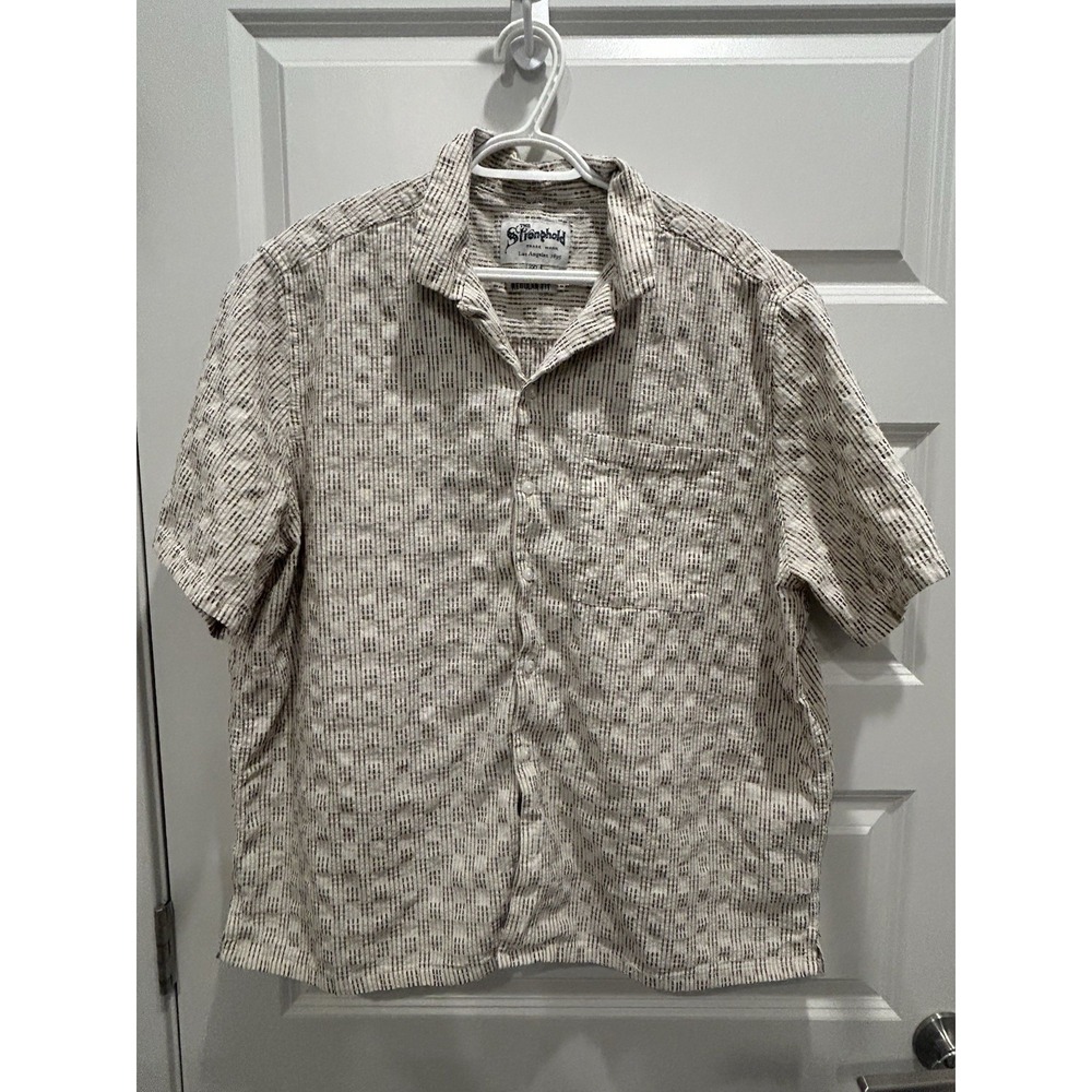 The Stronghold Shirt Mens 3XL Short Sleeve Button Up Regular Fit Cotton Linen